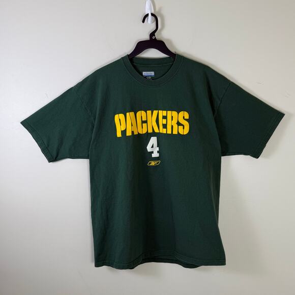 VTG Y2K Reebok Green Bay Packers Brett Favre sportswear jersey tshirt mens XL - Picture 1 of 7